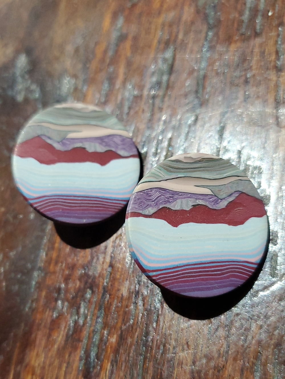 Vintage Multicolor Layered Disc Clip On Earrings - Women Jewelry Desert Horizon